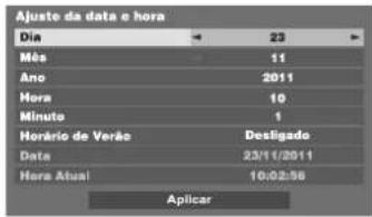Ajuste da data e hora Dia 23 Mês 11 Ano 2011 Hora 10 Minuto 1 Horário de Veirão Destigado Data 23/11/2011 Hora Atual 10:02:56 Aplicar