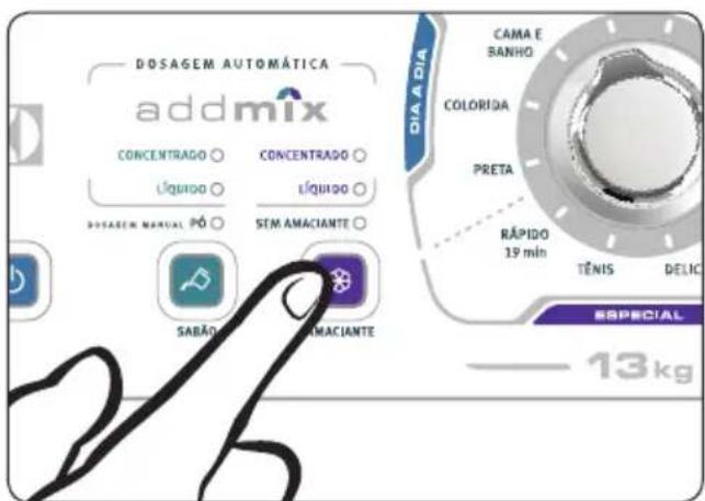 ELECTROLUX LTA13 - Instruções para alterar a quantidade de Amaciante - 2