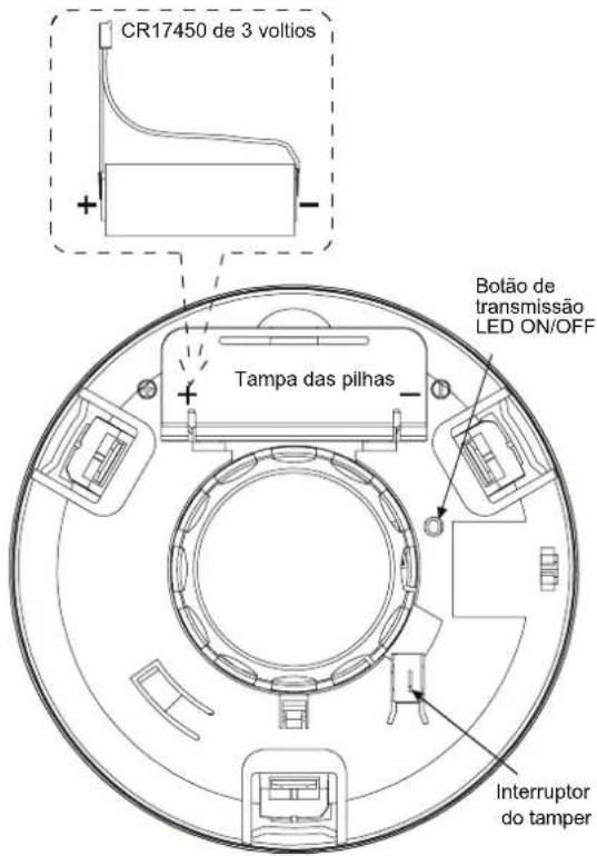 CR17450 de 3 voltios Tampa das pilhas Botão de transmissão LED ON/OFF Interruptor do tamper