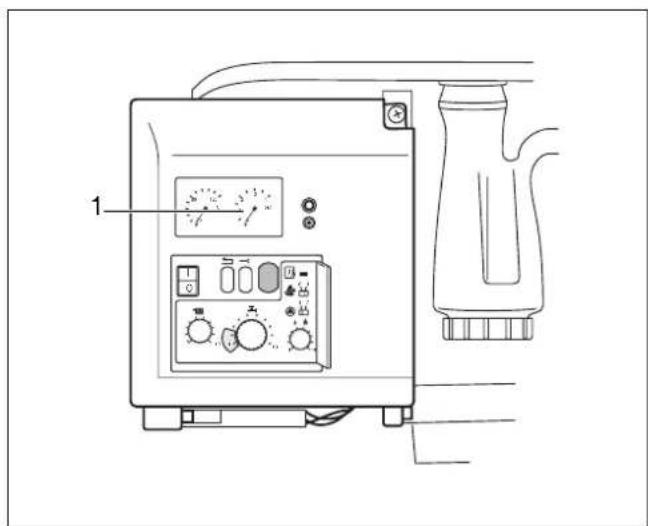 Technical diagram of a laboratory instrument with labeled components and control panel