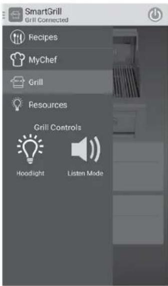 SmartGrill Grill Connected Recipes MyChef Grill Resources Grill Controls Hoodlight Listen Mode