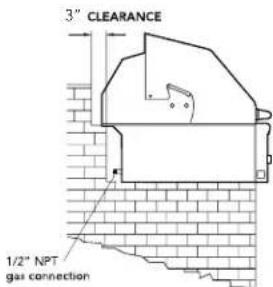 3" CLEARANCE 1/2" NPT gas connection