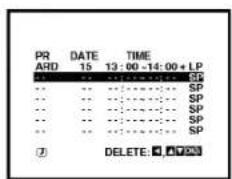 PR ARD DATE 15 TIME 13:00-14:00+LP SP SP SP SP SP SP SP SP SP SP SP SP SP SP SP ② DELETE: ▼ ▲ ▼ ▼ ▼