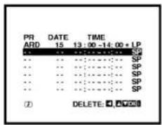 PR ARD DATE 15 TIME 13:00-14:00 + LP SP SP SP SP SP SP SP SP SP SP SP SP SP SP ② DELETE: □ △▽▽▽