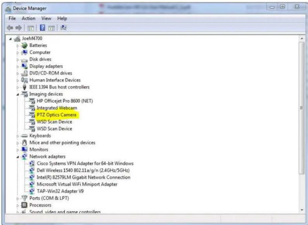 Device Manager File Action View Help JoeM4700 Batteries Computer Disk drives Display adapters DVD/CD-ROM drives Human Interface Devices IEEE 1394 Bus host controllers Imaging devices HP Officejet Pro 8600 (NET) Integrated Webcam PTZ Optics Camera WSD Scan Device WSD Scan Device Keyboards Mice and other pointing devices Monitors Network adapters Cisco Systems VPN Adapter for 64-bit Windows Dell Wireless 1540 802.11a/g/n (2.4GHz/5GHz) Intel(R) 82579LM Gigabit Network Connection Microsoft Virtual WiFi Miniport Adapter TAP-Win32 Adapter V9 Ports (COM & LPT) Processors Sound video and game controllers