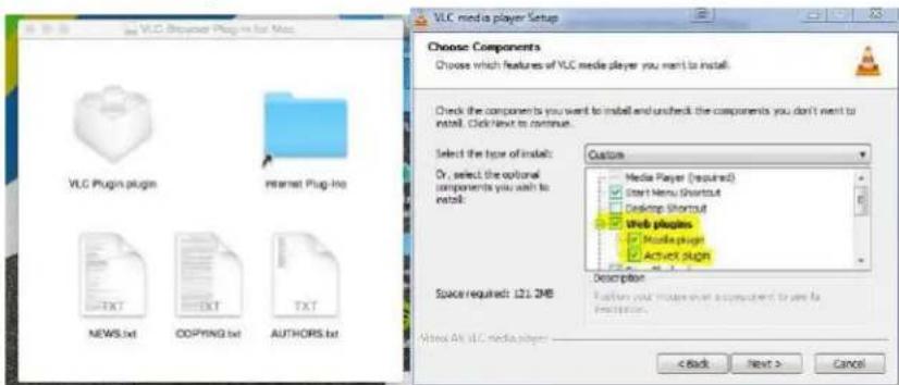 VLC media player Setup Choose Components Choose which features of VLC media player you want to install. Check the component to you want to install and uncheck the components you don't want to install. Click Next to continue. Select the type of install: Dr, select the optional components you want to install. Space required: LZ1.3MB Customs Media Player (required) Start Menu Shortcut Desktop Shortcut Web plugins Media Player ACTIVE PLUGR Description Furthers your members what is accompanied to use for description. VISA All VLC media player < Back Next > Cancel