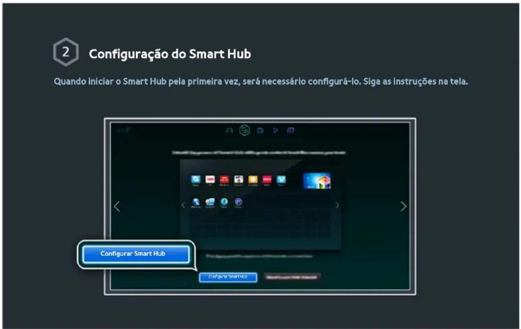 2 Configuração do Smart Hub Quando iniciar o Smart Hub pela primeira vez, será necessário configurá-lo. Siga as instruções na tela. Configurar Smart Hub Configurar SmartHub