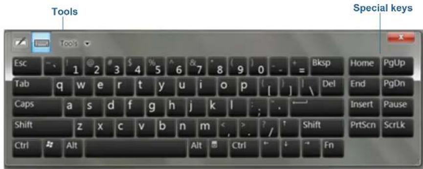 Tools Special keys Esc 1 2 3 4 5 6 7 8 9 0 - - + Bksp Home PgUp Tab q w e r t y u i o p [ ] Del End PgDn Caps a s d f g h j k l : . Shift z x c v b n m < , > ? / Shift PrtScn ScrLk Ctrl # Alt Alt Ctrl ↓ → Fn
