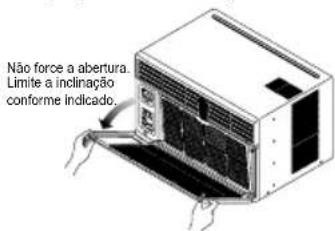 Não force a abertura. Limite a inclinação conforme indicado.
