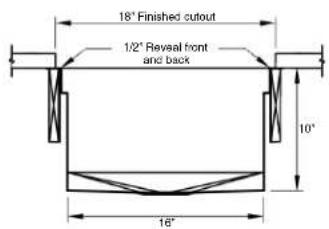 18° Finished cutout 1/2° Reveal front and back 10° 16°