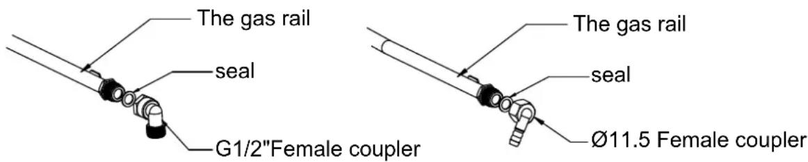 The gas rail seal G1/2"Female coupler The gas rail seal Ø11.5 Female coupler