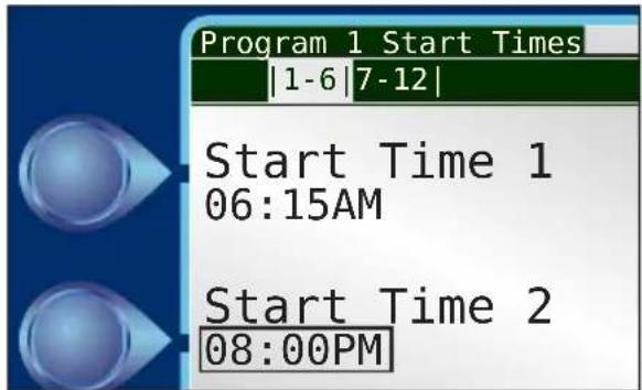Irritrol DX3-SWMTW - Program Start Time - 6