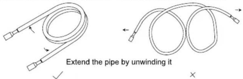 Extend the pipe by unwinding it