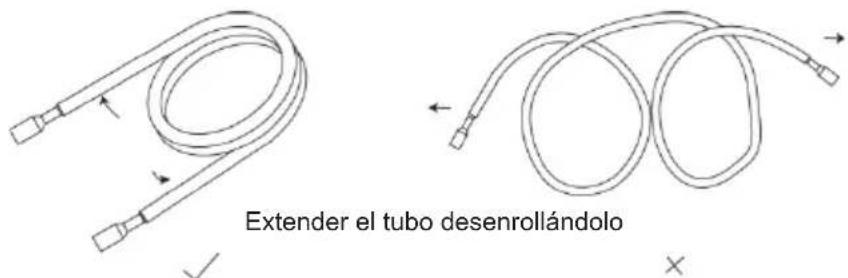 Extender el tubo desenrollándolo