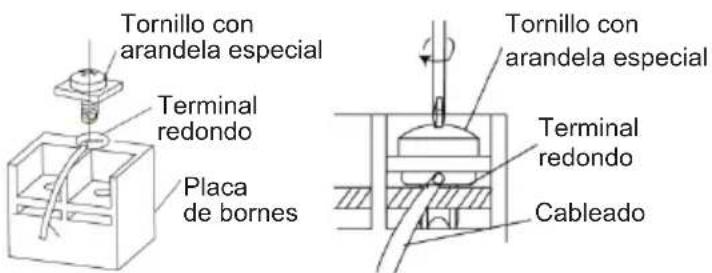 Tornillo con arandela especial Terminal redondo Placa de bornes Tornillo con arandela especial Terminal redondo Cableado