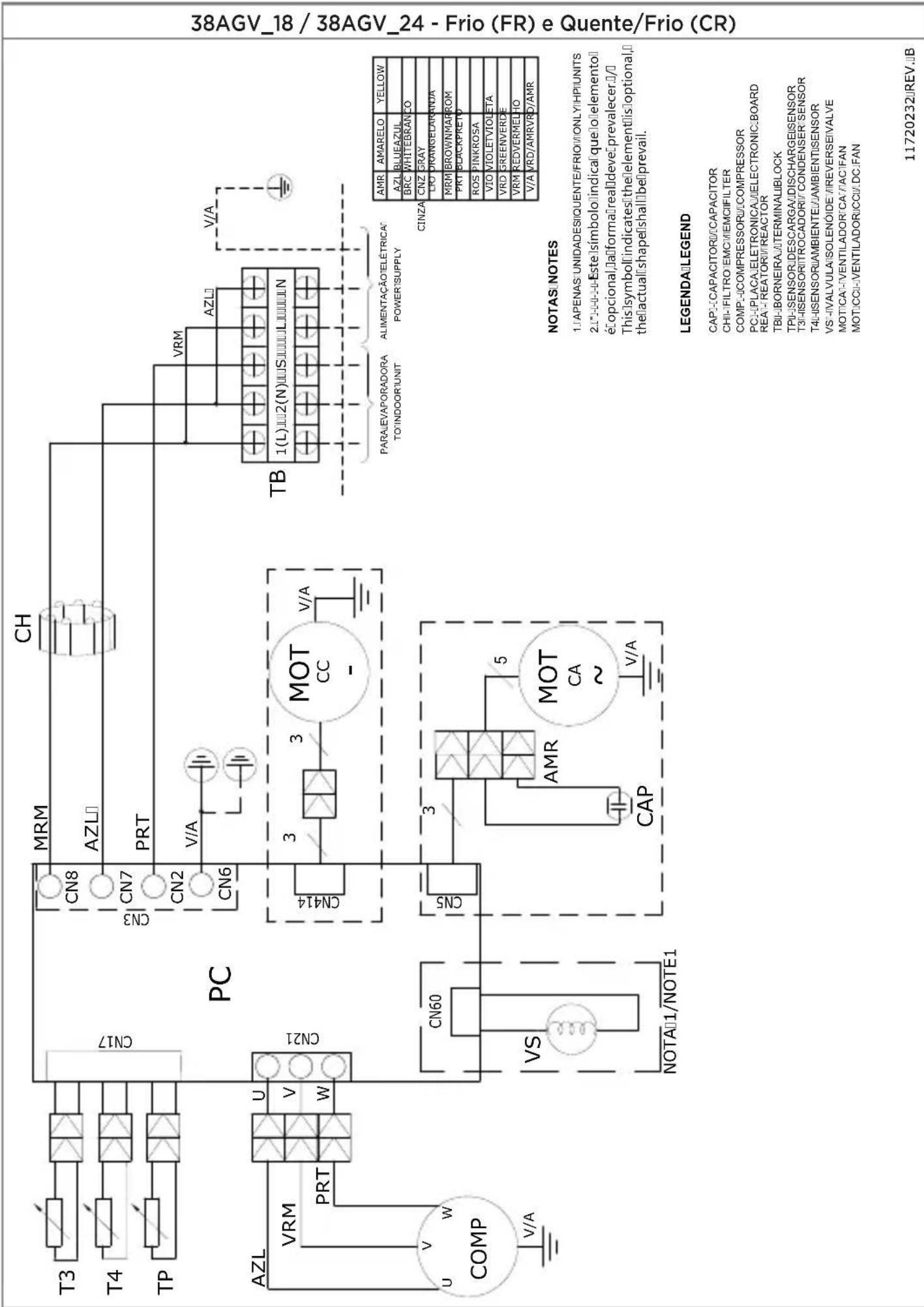 MIDEA 38AGVQI12M5 - - Esquemas Elétricos das Unidades Condensadoras (cont.) - 1