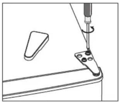 Technical line drawing of a mechanical assembly with a screwdriver inserted, showing no text or symbols