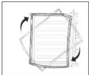 Abstract diagram of a document frame with directional arrows indicating rotation or movement (no text or symbols)