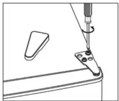 Technical line drawing of a mechanical assembly with a screwdriver and component (no text or symbols)
