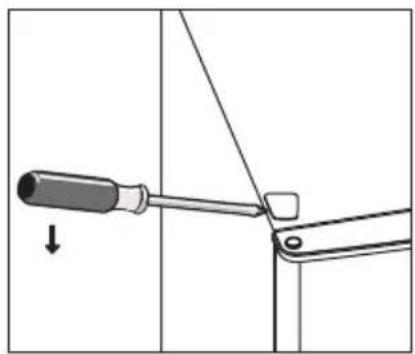 Diagram of a tool being inserted into a bracket, showing a screwdriver and handle (no text or symbols)