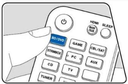 HDMI SLEEP MAIN SUB BD/DVD GAME CBL/SAT STRMBOX PC AUX CD TV TUNER