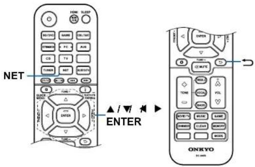 NET ▲/▼/▲ ENTER ONKYO