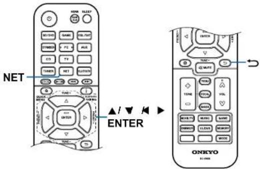NET ENTER ▲/▼ ▶ ONKYO