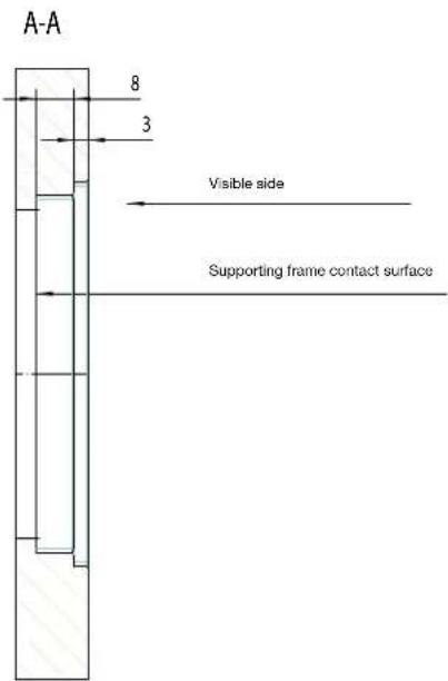 A-A 8 3 Visible side Supporting frame contact surface