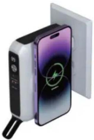 3D illustration of a smartphone with a charging device and battery, showing internal components (no text or symbols)