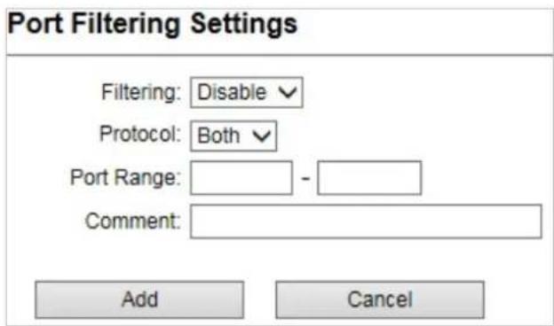 Planet WNAP-6325 - Port Filtering Settings - 1