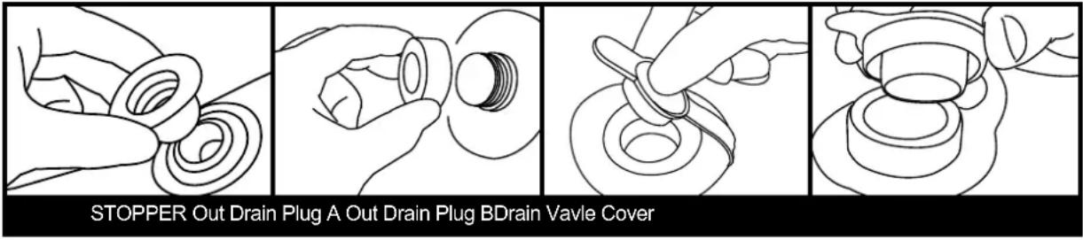 JILONG Rectangular Steel (228x159x42) - Step2. INSTALL DRAIN VALVES COVER AND STOPPER - 1