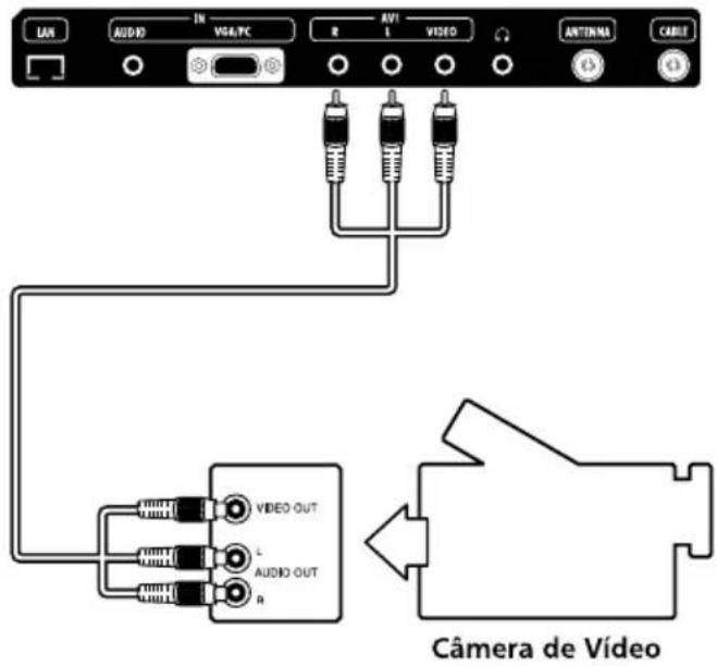 LAN AUDIO IN VGA/PC R AVI VIDEO ANTenna CABLE VIDEO OUT L AUDIO OUT R Câmera de Vídeo