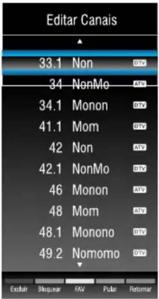 Editar Canais 33.1 Non 34 NonMo 34.1 Monon 41.1 Mom 42 Non 42.1 NonMo 46 Monon 48 Mom 48.1 Monono 49.2 Nomomo Excluir Blaquear FAV Puls Retomar