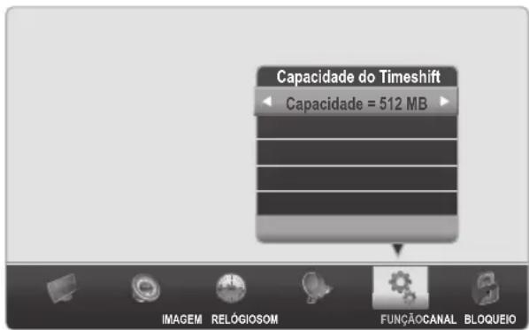 Capacidade do Timeshift Capacidade = 512 MB IMAGEM RELÓGIOSOM FUNÇÃOANAL BLOQUEIO