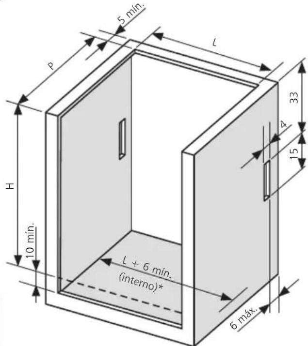 Brastemp BYS5CAR - Dimensões do nicho/gabinete - 1