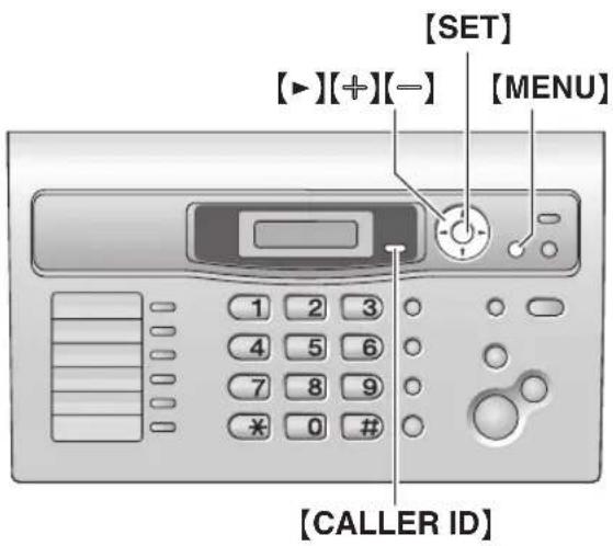 [SET] [▶][+][-] [MENU] 1 2 3 4 5 6 7 8 9 * 0 # [CALLER ID]
