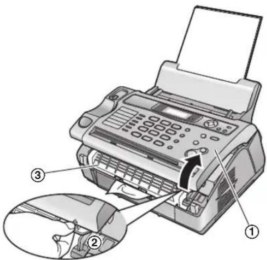 PANASONIC KX-FL401SP - Quando o papel ficar encravado perto da saída do papel - 1