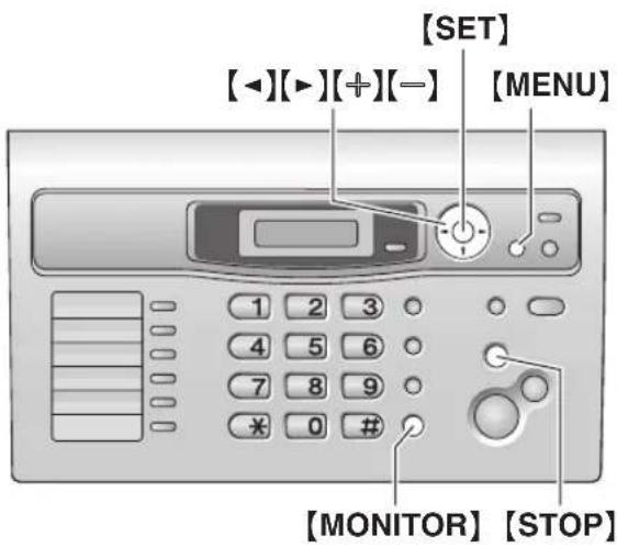 [←][►][+][-] [SET] [MENU] 1 2 3 4 5 6 7 8 9 * 0 # [MONITOR] [STOP]