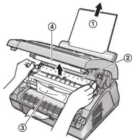 PANASONIC KX-FL401SP - Quando o papel ficar encravado perto da saída do papel - 2
