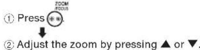 ① Press ② Adjust the zoom by pressing ▲ or ▼.