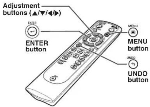 Adjustment buttons (▲/▼/◄/►) ENTER ENTER button MENU MENU button UNDO UNDO button