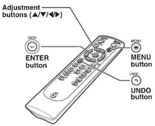 Adjustment buttons (▲/▼/◄►) ENTER ENTER button MENU button UNDO UNDO button