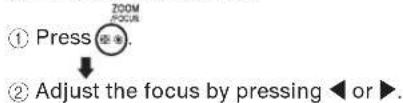 ① Press ② Adjust the focus by pressing ◀ or ▶.