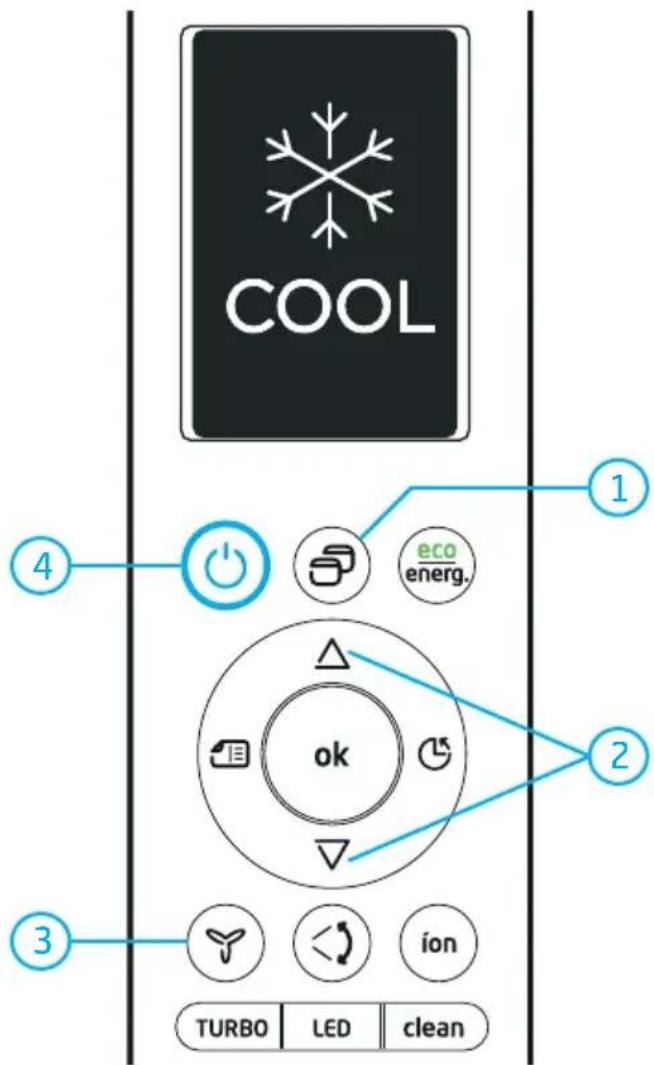 MIDEA 38AGVQB24M5 - Funcionamento no modo REFRIGERAÇÃO (COOL), modo AQUECIMENTO (HEAT) ou modo VENTILAÇÃO (FAN) - 1