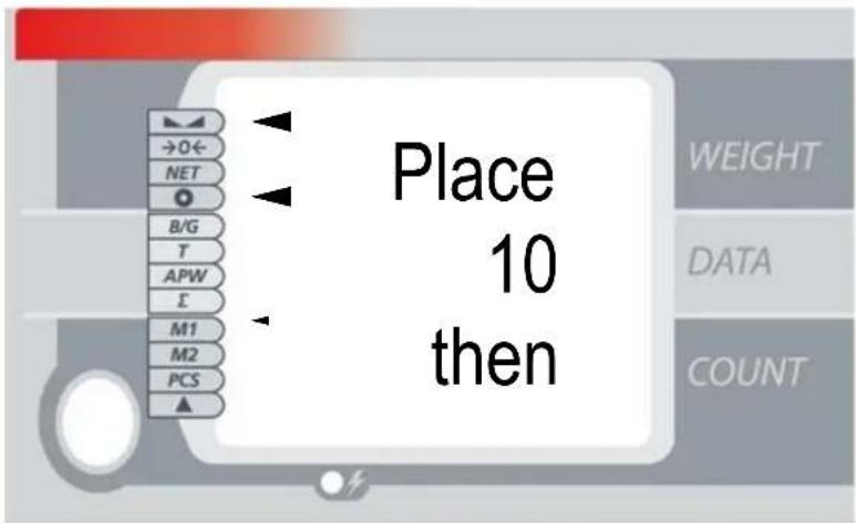 Place 10 then →O← NET B/G T APW E M1 M2 PCS ▲ WEIGHT DATA COUNT