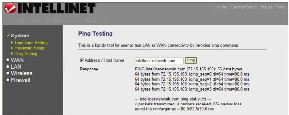 Intellinet Wireless G 4-Port Router 524636 - Ping Testing - 1