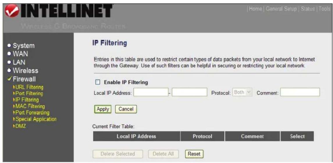 Intellinet Wireless G 4-Port Router 524636 - IP Filtering - 1