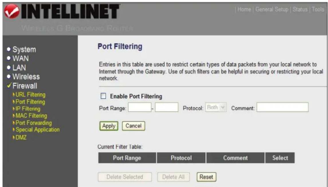 Intellinet Wireless G 4-Port Router 524636 - Port Filtering - 1