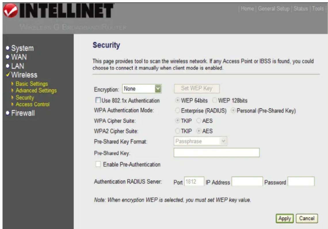 Intellinet Wireless G 4-Port Router 524636 - Security - 1