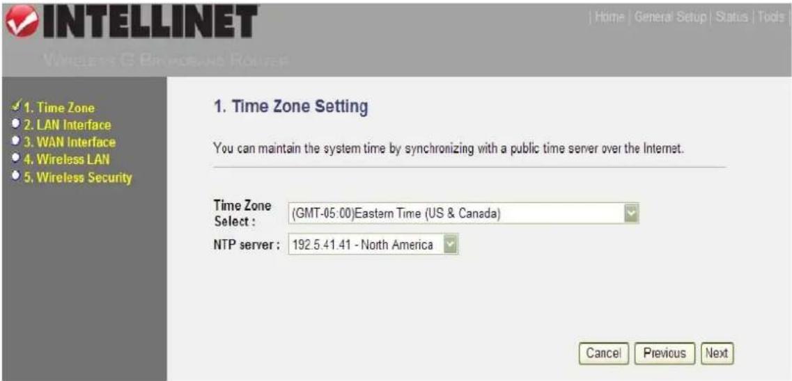 Intellinet Wireless G 4-Port Router 524636 - Time Zone - 1